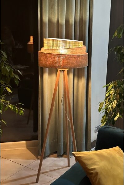 Duolla - Lampada con piedistallo YUTE TRIO 1xE27/15W/230V diametro 45 cm marrone/grigio/beige