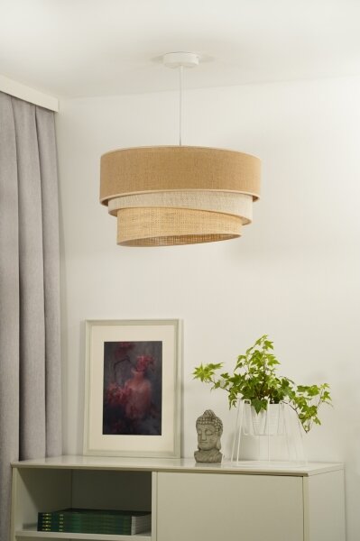Duolla - Lampadario a sospensione con filo YUTE TRIO 1xE27/15W/230V diametro 45 cm marrone/grigio/beige