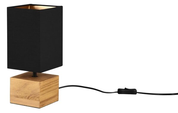 Lampada da tavolo nera/di colore naturale con paralume in tessuto (altezza totale 30 cm) Woody – Reality