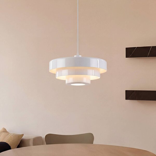 Lampada a sospensione Tivra Lindby, dimmerabile, Bianco / Opale, Soggiorno / Sala da pranzo, Metallo, Design, Lampada a sospensione