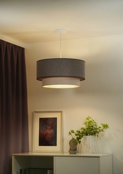 Duolla- Lampadario a sospensione con filo BOHO ECO RECYCLING 1xE27/15W/230V diametro 45 cm marrone/color crema