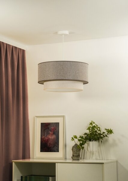 Duolla- Lampadario a sospensione con filo BOHO ECO RECYCLING 1xE27/15W/230V diametro 45 cm marrone/color crema
