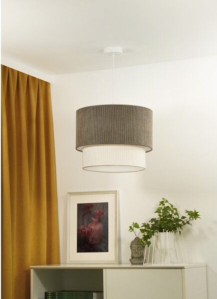 Duolla - Lampadario a sospensione con filo CORDUROY 1xE27/15W/230V diametro 40 cm marrone/color crema