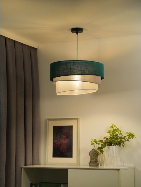 Duolla - Lampadario a sospensione con filo TRIO 1xE27/15W/230V diametro 45 cm verde/grigio/bianco