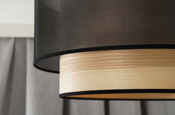 Duolla - Lampadario a plafone WOOD BOHO 1xE27/15W/230V diametro 45 cm nero/beige