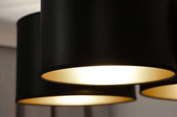 Duolla - Lampadario a plafone ROLLER TRIO SHINY 3xE27/15W/230V nero/oro