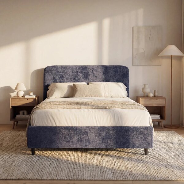 KAELOS letto minimal imbottito - vano contenitore, piedi alti e testie