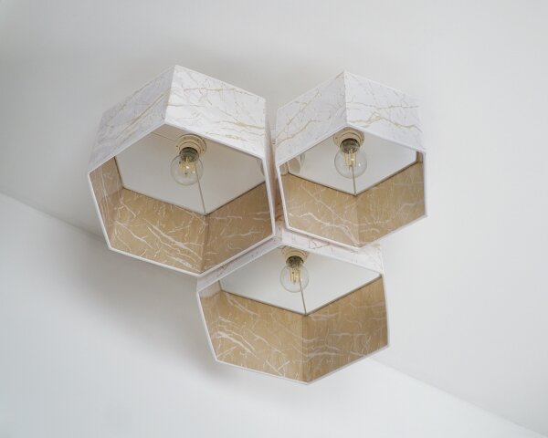 Duolla - Lampadario a plafone ROLLER TRIO HEX 3xE27/15W/230V bianco/oro