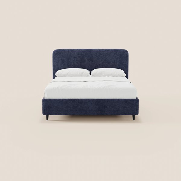 KAELOS letto minimal imbottito - vano contenitore, piedi alti e testie