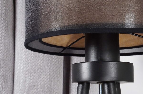 Duolla - Lampada da tavolo WOOD BOHO 1xE27/15W/230V diametro 25 cm nero/beige