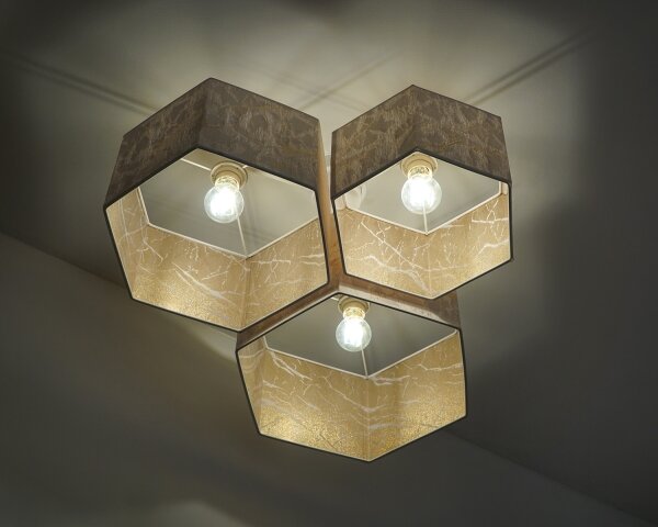 Duolla - Lampadario a plafone ROLLER TRIO HEX 3xE27/15W/230V bianco/oro