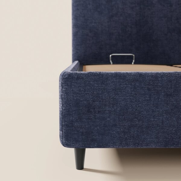 KAELOS letto minimal imbottito - vano contenitore, piedi alti e testie