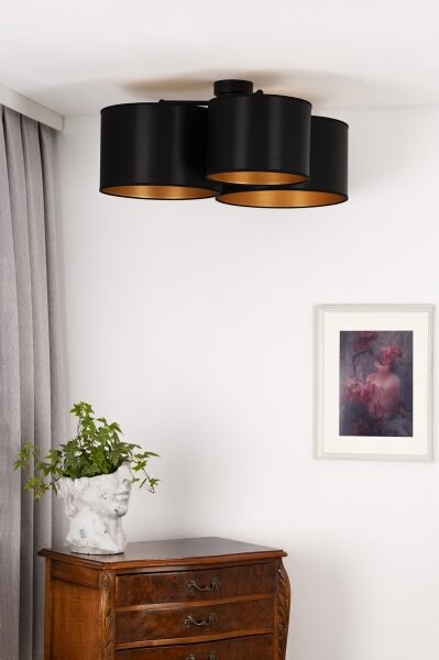 Duolla - Lampadario a plafone ROLLER TRIO SHINY 3xE27/15W/230V nero/oro