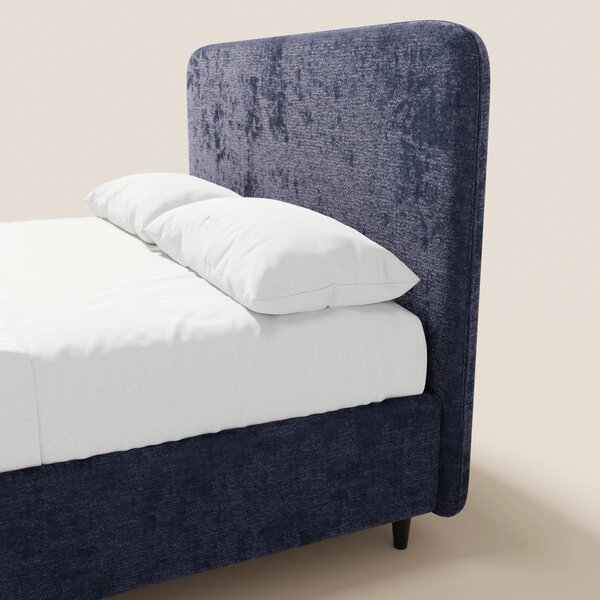 KAELOS letto minimal imbottito - vano contenitore, piedi alti e testie