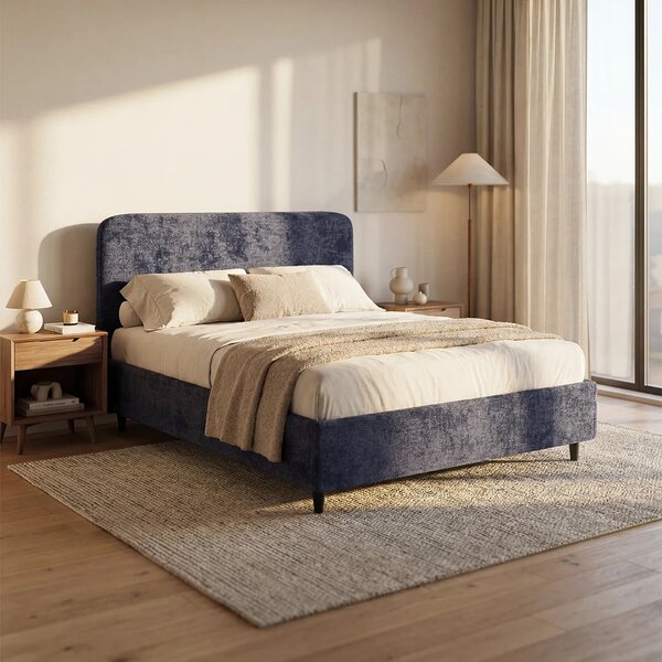 KAELOS letto minimal imbottito - vano contenitore, piedi alti e testie