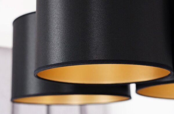 Duolla - Lampadario a plafone ROLLER TRIO SHINY 3xE27/15W/230V nero/oro