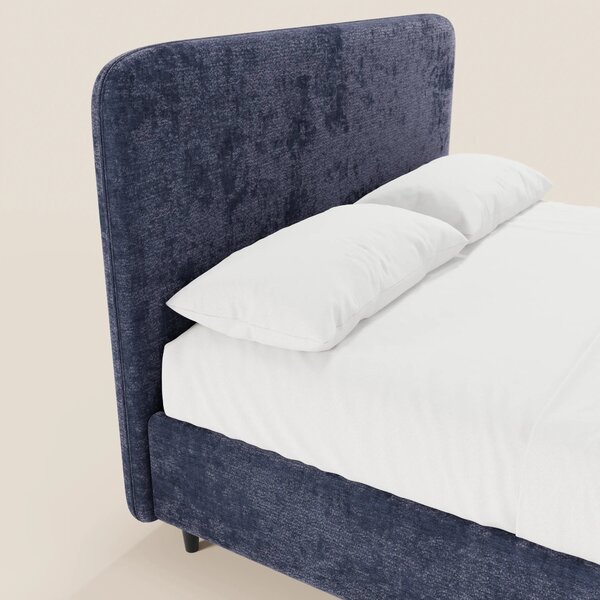 KAELOS letto minimal imbottito - vano contenitore, piedi alti e testie
