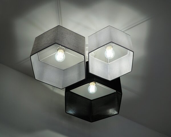 Duolla - Lampadario a plafone ROLLER TRIO HEX 3xE27/15W/230V nero/grigio/bianco
