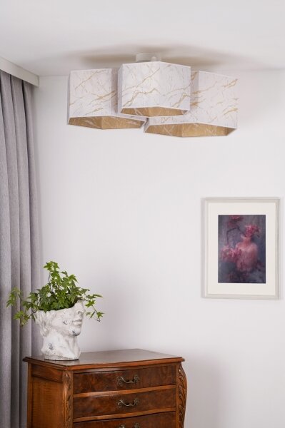 Duolla - Lampadario a plafone ROLLER TRIO HEX 3xE27/15W/230V bianco/oro