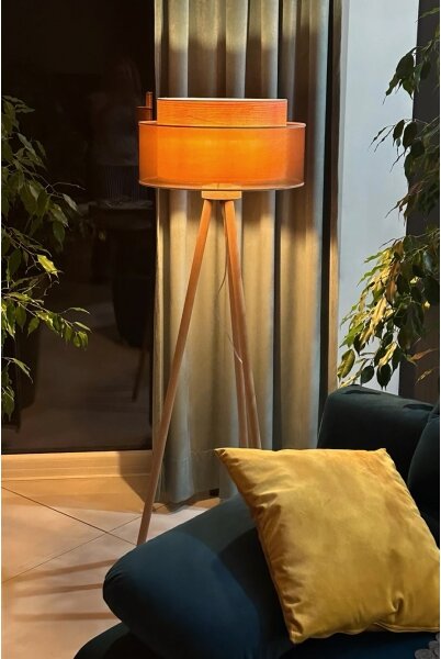 Duolla - Lampada con piedistallo WOOD BOHO 1xE27/15W/230V diametro 45 cm rame/marrone/beige