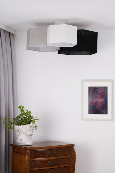 Duolla - Lampadario a plafone ROLLER TRIO HEX 3xE27/15W/230V nero/grigio/bianco