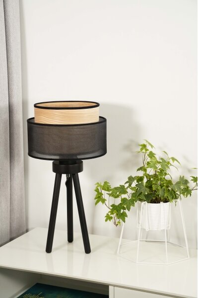 Duolla - Lampada da tavolo WOOD BOHO 1xE27/15W/230V diametro 25 cm nero/beige