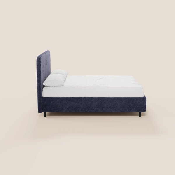 KAELOS letto minimal imbottito - vano contenitore, piedi alti e testie