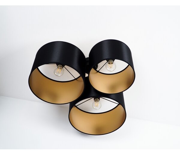 Duolla - Lampadario a plafone ROLLER TRIO SHINY 3xE27/15W/230V nero/oro