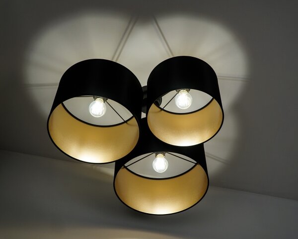 Duolla - Lampadario a plafone ROLLER TRIO SHINY 3xE27/15W/230V nero/oro