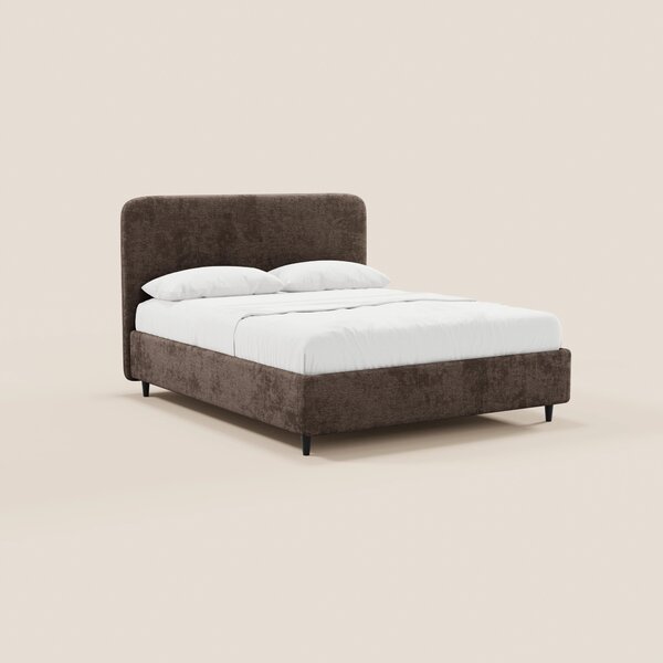 KAELOS letto minimal imbottito - vano contenitore, piedi alti e testie
