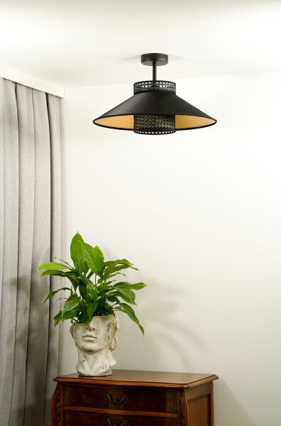 Duolla - Lampadario a plafone RIO RATTAN 1xE27/15W/230V diametro 45 cm nero/oro