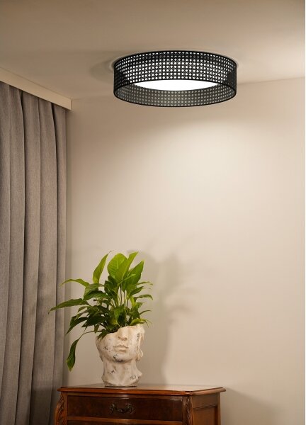 Duolla - Plafoniera LED ROLLER RATTAN LED/24W/230V diametro 45 cm nero