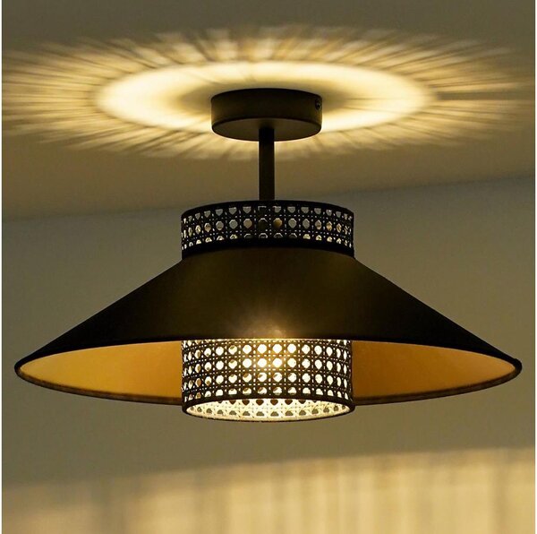 Duolla - Lampadario a plafone RIO RATTAN 1xE27/15W/230V diametro 45 cm nero/oro