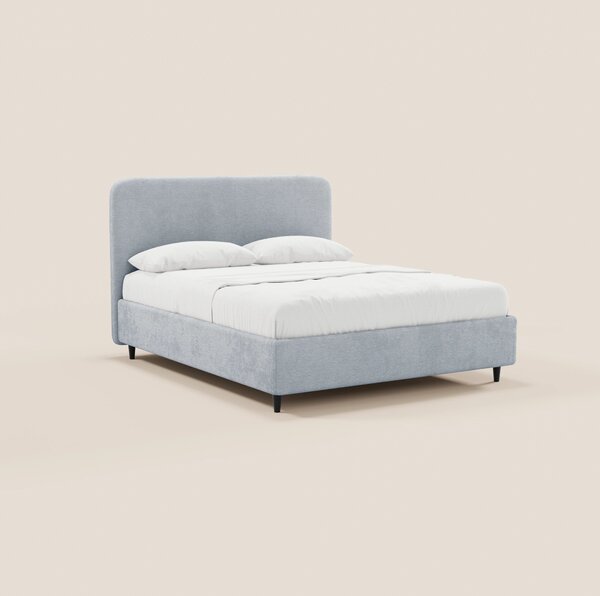 KAELOS letto minimal imbottito - vano contenitore, piedi alti e testie
