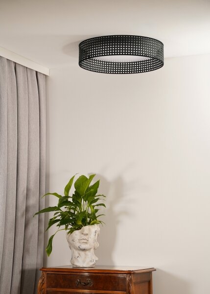 Duolla - Plafoniera LED ROLLER RATTAN LED/24W/230V diametro 45 cm nero