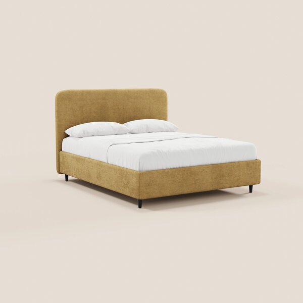 KAELOS letto minimal imbottito - vano contenitore, piedi alti e testie