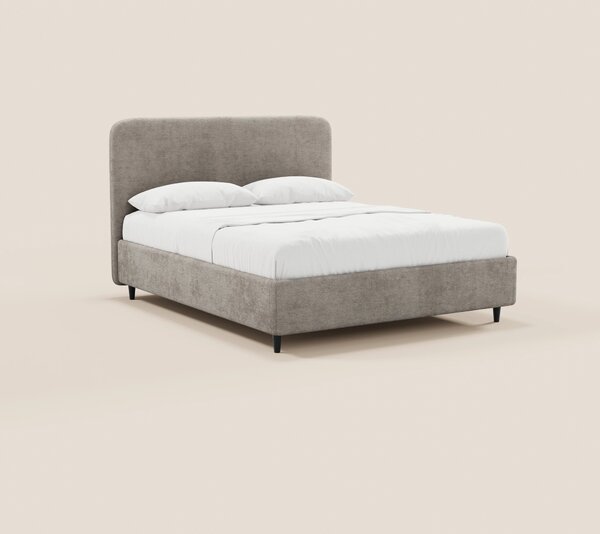 KAELOS letto minimal imbottito - vano contenitore, piedi alti e testie