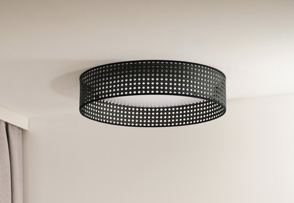 Duolla - Plafoniera LED ROLLER RATTAN LED/24W/230V diametro 45 cm nero