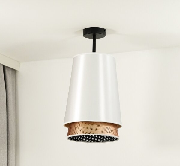 Duolla - Lampadario a plafone BELL SHINY 1xE27/15W/230V diametro 25 cm bianco/rame