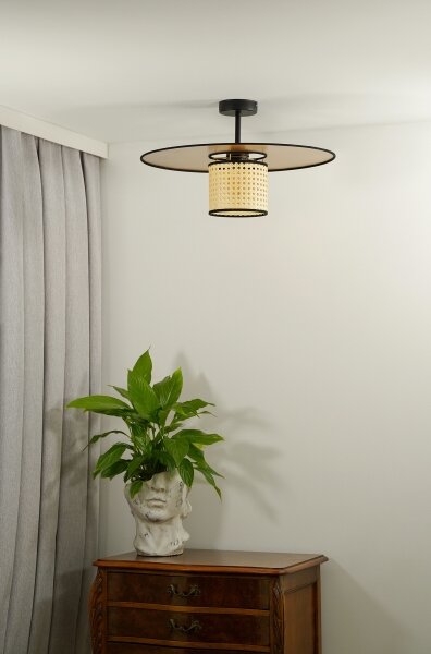 Duolla - Lampadario a plafone TOKYO RATTAN 1xE27/15W/230V diametro 50 cm oro/rattan