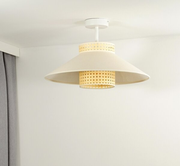 Duolla - Lampadario a plafone RIO RATTAN 1xE27/15W/230V diametro 45 cm beige/rattan