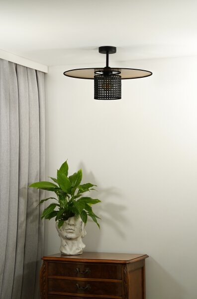 Duolla - Lampadario a plafone TOKYO RATTAN 1xE27/15W/230V diametro 50 cm oro/nero