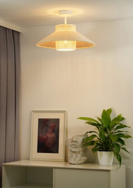 Duolla - Lampadario a plafone RIO RATTAN 1xE27/15W/230V diametro 45 cm beige/rattan