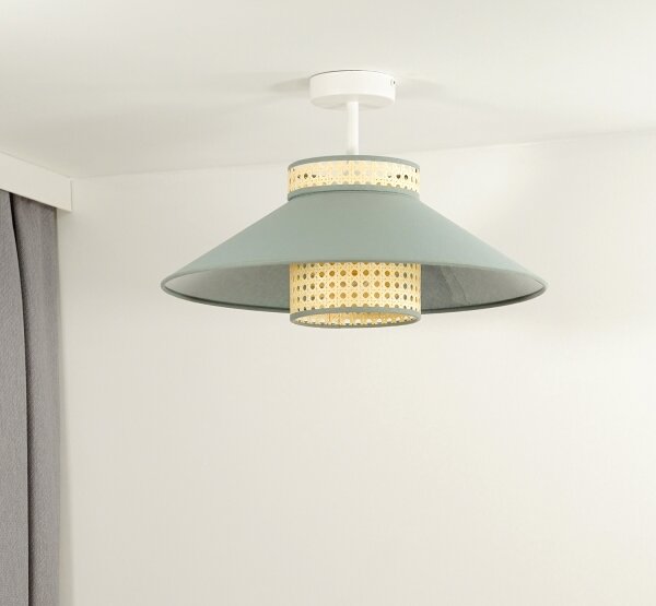 Duolla - Lampadario a plafone RIO RATTAN 1xE27/15W/230V diametro 45 cm verde/rattan