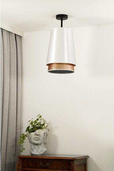 Duolla - Lampadario a plafone BELL SHINY 1xE27/15W/230V diametro 25 cm bianco/rame