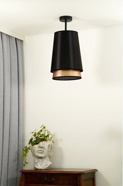 Duolla - Lampadario a plafone BELL SHINY 1xE27/15W/230V diametro 25 cm nero/rame