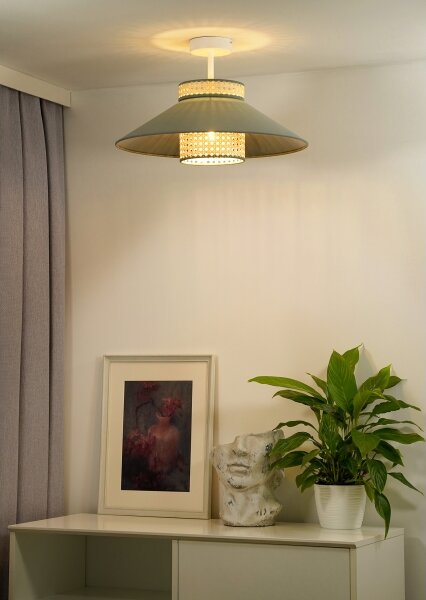 Duolla - Lampadario a plafone RIO RATTAN 1xE27/15W/230V diametro 45 cm verde/rattan