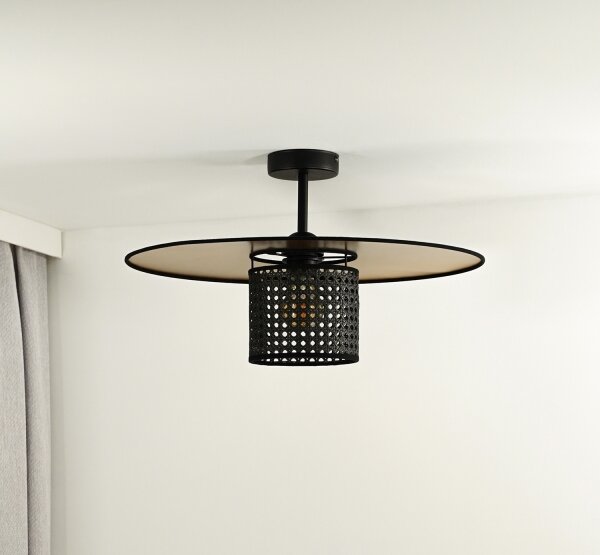 Duolla - Lampadario a plafone TOKYO RATTAN 1xE27/15W/230V diametro 50 cm oro/nero