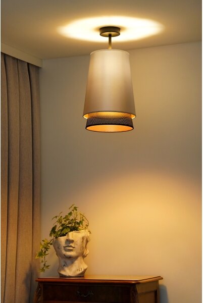 Duolla - Lampadario a plafone BELL SHINY 1xE27/15W/230V diametro 25 cm argento/nero