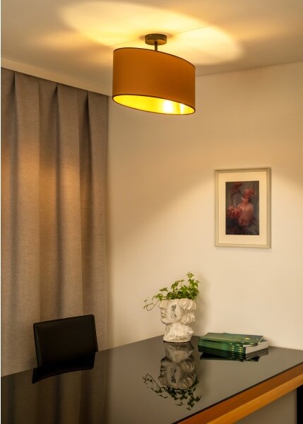 Duolla - Lampadario a plafone OVAL VEGAN 1xE27/15W/230V marrone